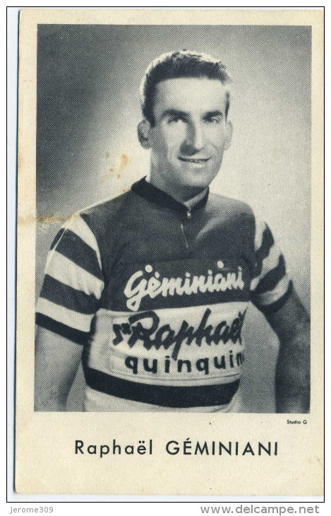 PERSONNAGES HISTORIQUES - CPA - Raphaël Géminiani, Coureur Cycliste Français - CYCLES "RAPHAËL GEMINIANI" Montluçon - Sporters