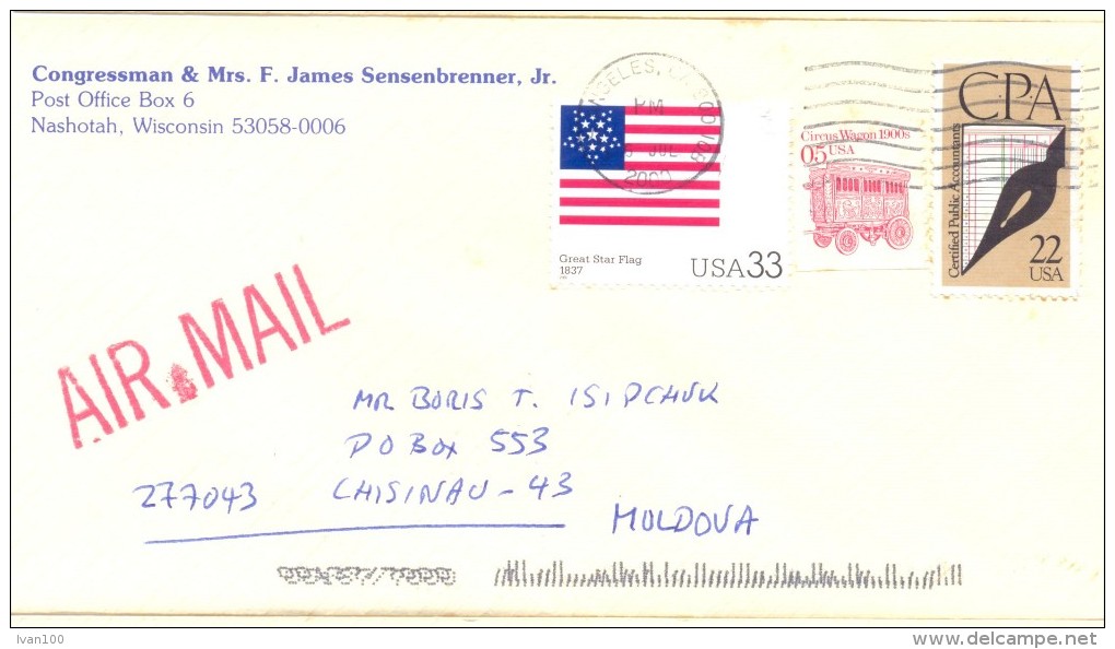 2000. USA, The Letter By Air-mail Post From Nashotan(Wisconsin) To Moldova - Briefe U. Dokumente