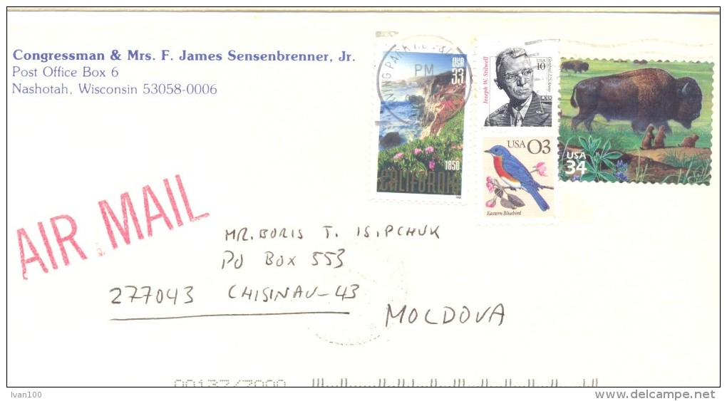 2001. USA, The Letter By Air-mail Post From Nashotah(Wisconsin) To Moldova - Storia Postale