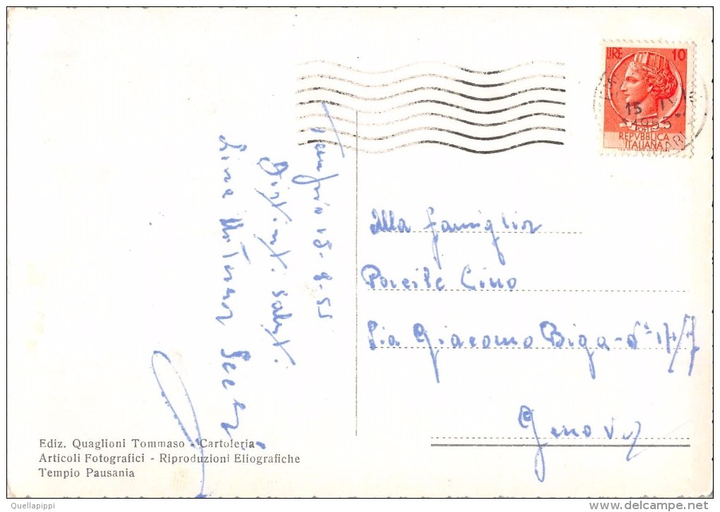 03769 "TEMPIO PAUSANIA (SS) - VIALE FONTE NUOVA - PALAZZO UFFICI FINANZIARI"  CART.  SPED. 1953 - Olbia