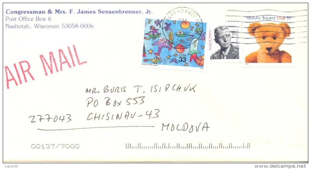 2002. USA, The Letter By Air-mail Post From Nashotah(Wisconsin) To Moldova - Covers & Documents
