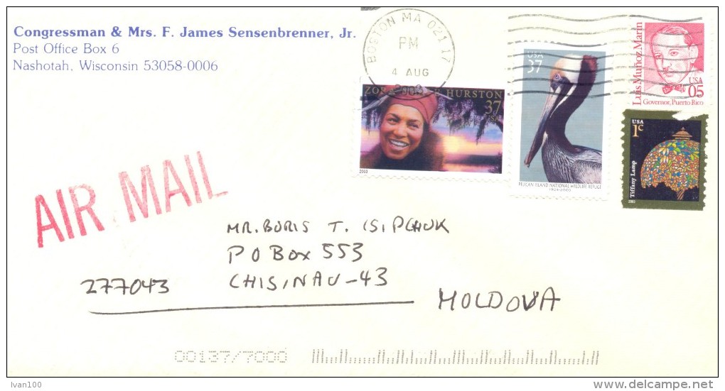 2002. USA, The Letter By Air-mail Post From Nashotah(Wisconsin) To Moldova - Brieven En Documenten