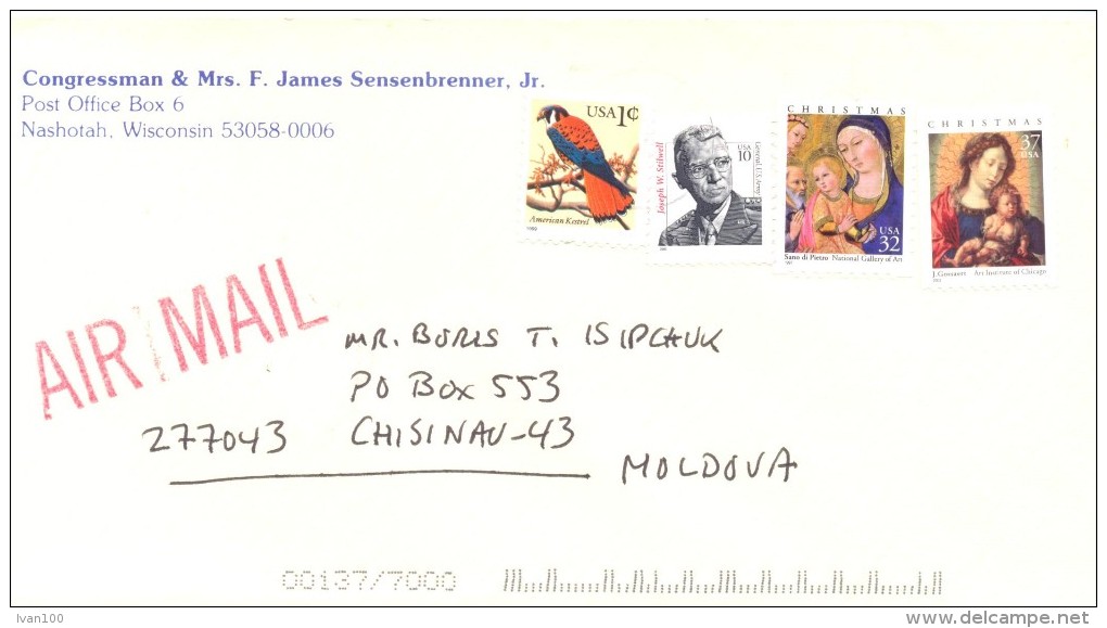 2002. USA, The Letter By Air-mail Post From Nashotah(Wisconsin) To Moldova - Covers & Documents