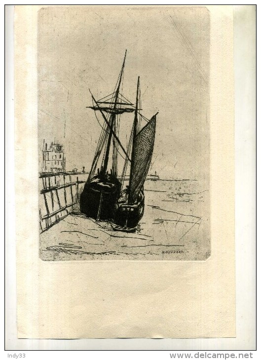 - BATEAU DE PÊCHE A MAREE BASSE . EAU FORTE DE H. GUERARD . - Arte