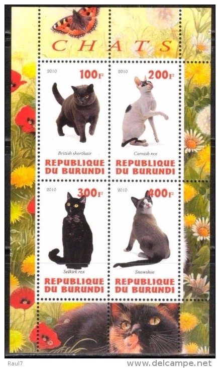 BURUNDI 2010 - Chats - BF 4 Val Neuf // Mnh - Ongebruikt