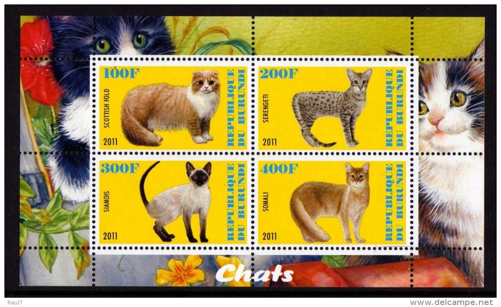 BURUNDI 2011 - Chats 1 - BF 4 Val Neuf // Mnh - Unused Stamps
