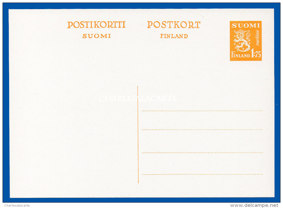 FINLAND 1940 PREPAID CARD 1.75Mk. YELLOW HIGGINS & GAGE 79 UNUSED EXCELLENT CONDITION - Entiers Postaux