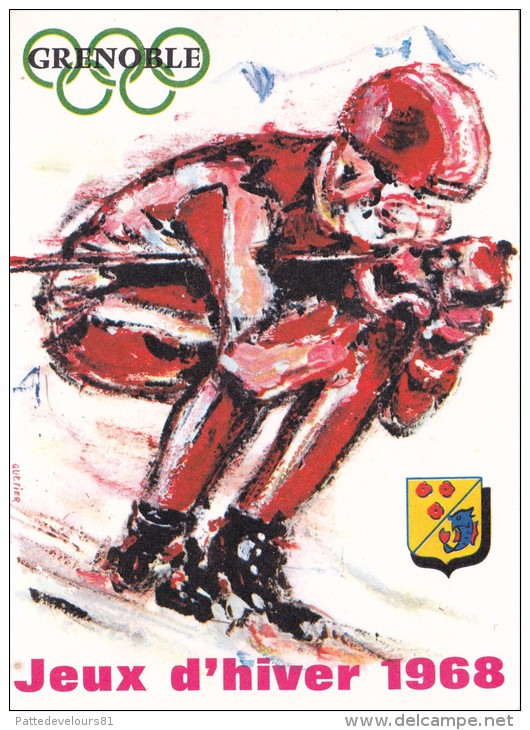 CPSM GRENOBLE Jeux Olypiques D' Hiver 1968 J.O. OLympisme Ski Skieur (autre) Illustrateur - Autres & Non Classés