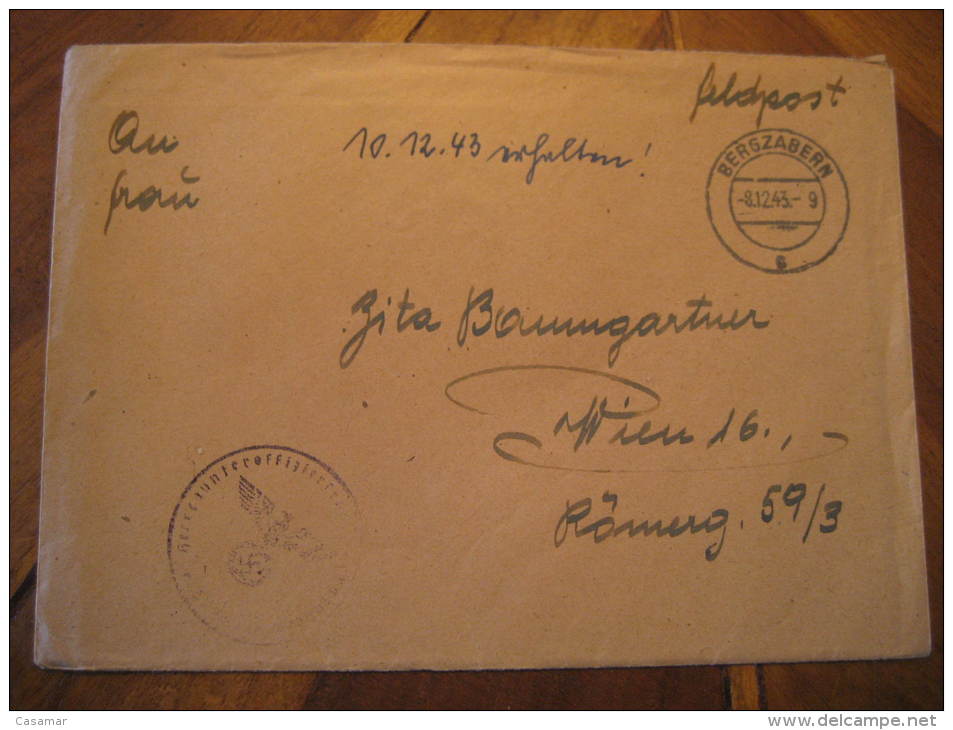 Bergzabern 1943 To Wien Feldpost Swastika Eagle Cancel On Cover Third Reich Deutsches Reich Germany - Covers & Documents