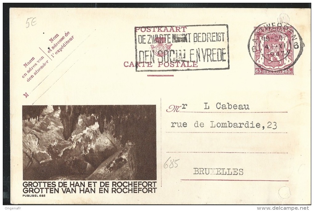 Publibel Obl. N° 685a Brune ( Grottes De Han Et De Rochefort) Obl: Antwerpen 04/11/1947 - Publibels