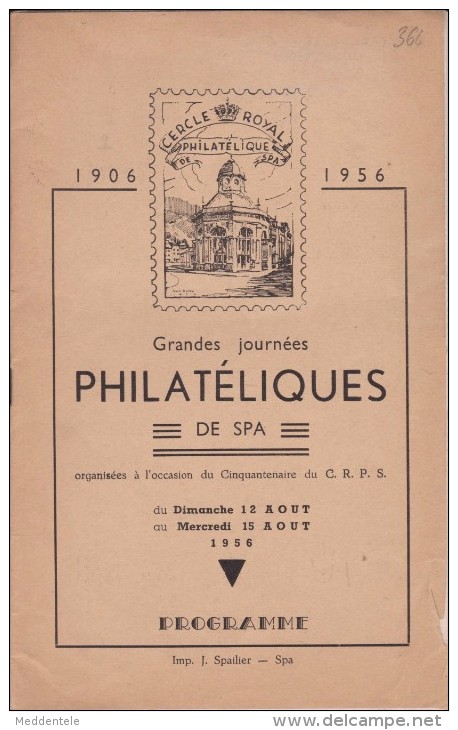 BELGIUM JOURNEES PHILATELIQUES DE SPA 1956 Brochures Avec Annotations Manuscrites D´époque. Bon Etat - Filatelistische Tentoonstellingen