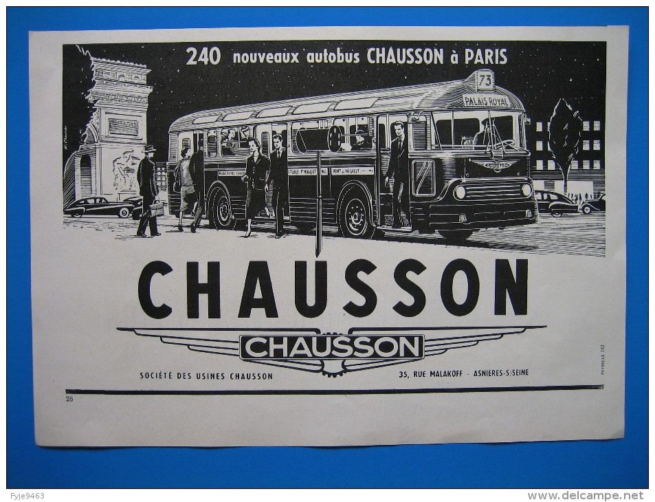 (1953) Autobus Parisien RATP CHAUSSON - Unclassified