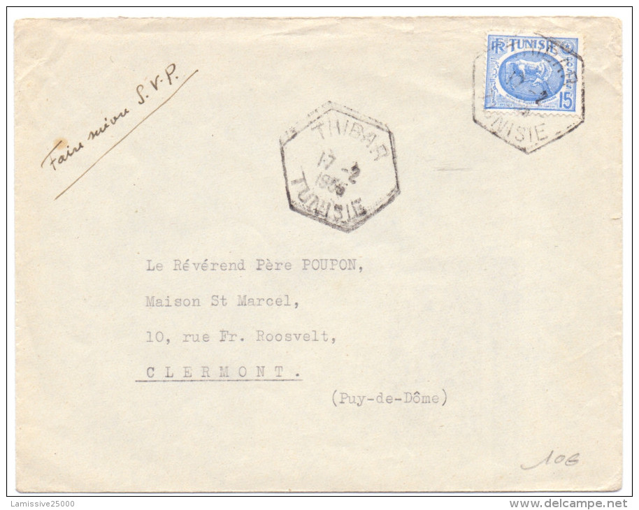 TUNISIE LETTRE OBL HEXAGONALE THIBAR - Covers & Documents