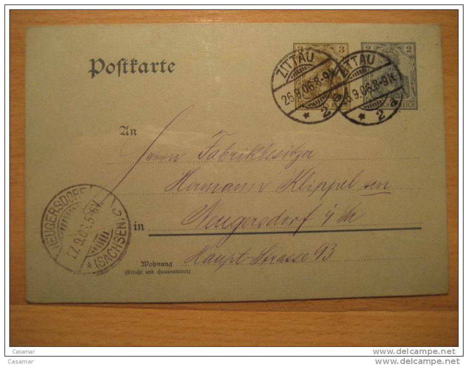 1906 Zittau To Neugersdorf (3+2)pf Germania Stationery Postkarte Germany Deutsches Reich III Third Reich - Briefe U. Dokumente