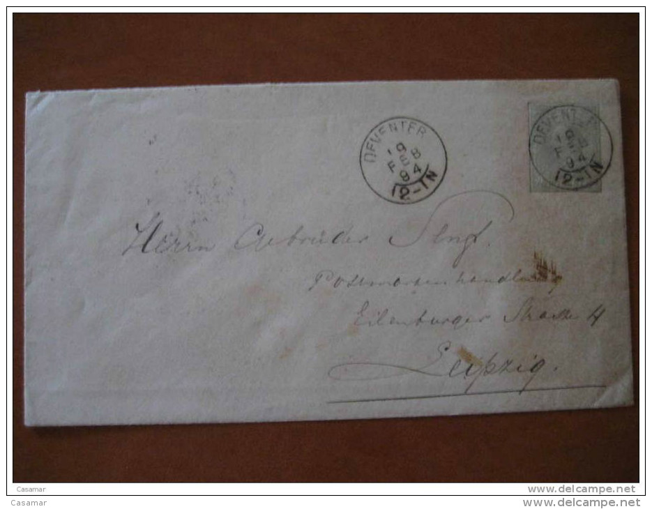 1894 Deventer To Leipzig ALEMANIA GERMANY 12 1/2c Sobre Entero Postal Stationery Cover Holland Netherlands - Brieven En Documenten