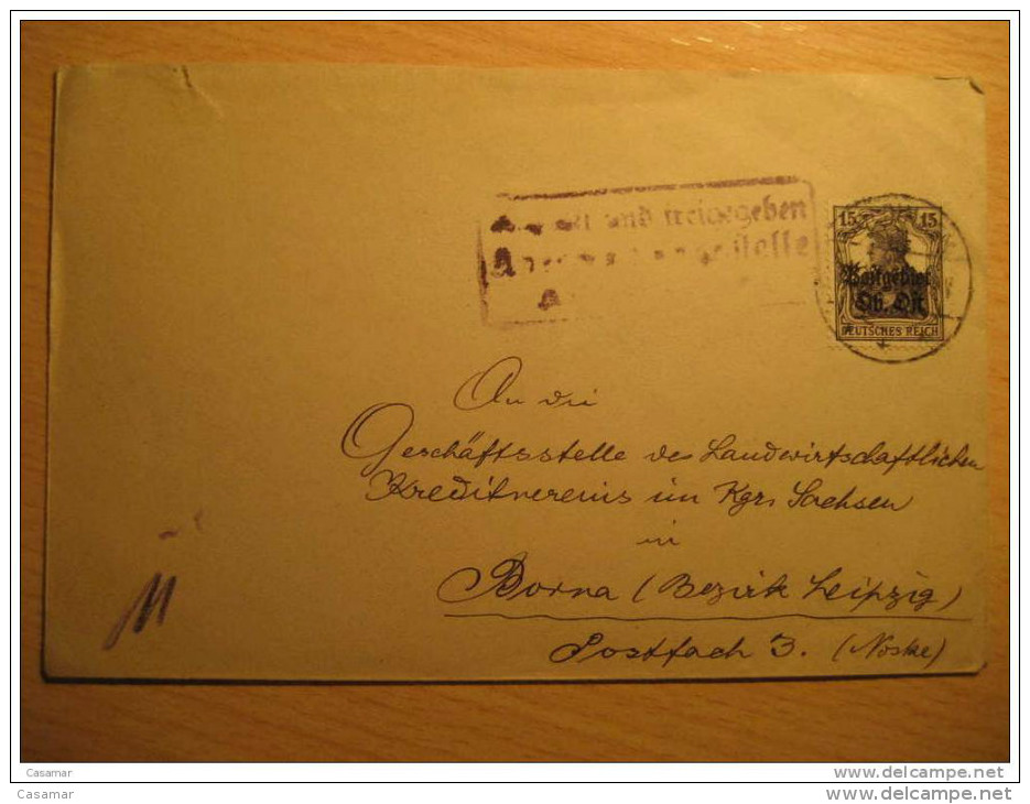 GERMANY OCCUPATION Goldingen Kurland To Borna Leipzig Militar WW1 Overprinted Stamp Cover Russia - 1916-19 Occupation: Germany