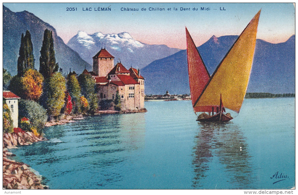 Suiza..Vaud--Lac Leman--Chateau De Chillon Et La Dent Du Midi - Castillos