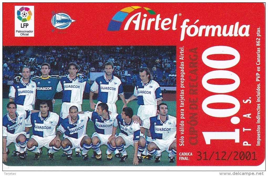 ACR-067 TARJETA DE AIRTEL DEL EQUIPO DE FUTBOL ALAVES 2 DE1000 PTAS (FOOTBALL) - Airtel