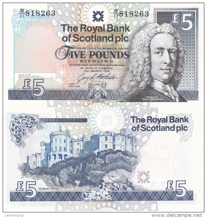 Scotland - 5 Pounds 1994 UNC Lemberg-Zp - 5 Pounds