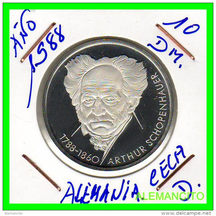 ALEMANIA  DBR.  MONEDA DE 10 DM CONMEMORATIVA  AÑO 1988- D  PROOF - Conmemorativas