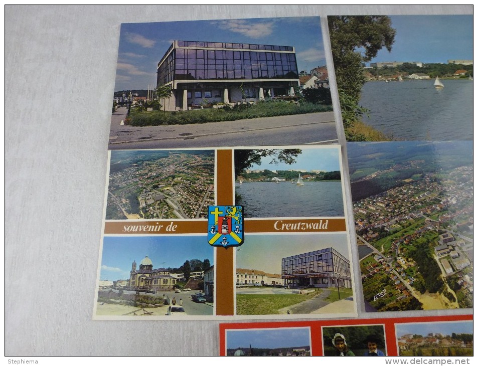 Lot De Cartes Postales, Plan D'eau, Hôtel De Ville, Porte De France, Creutzwald - Creutzwald