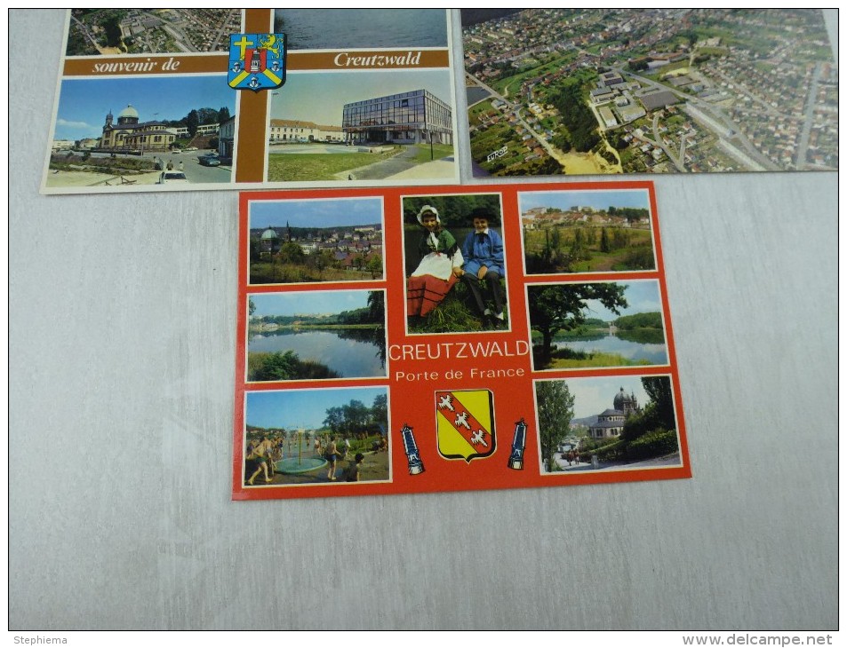 Lot De Cartes Postales, Plan D'eau, Hôtel De Ville, Porte De France, Creutzwald - Creutzwald