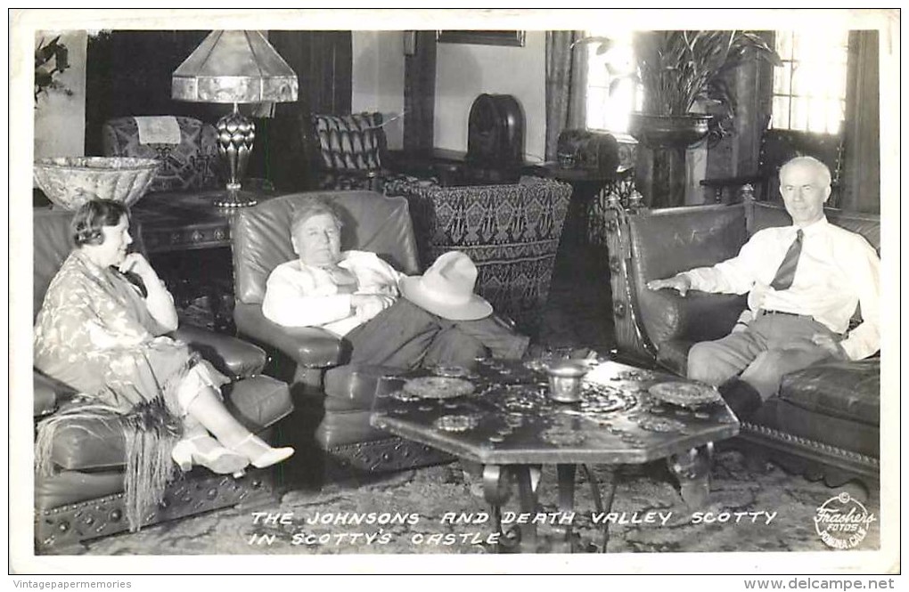 262343-California, Death Valley, RPPC, Scotty With The Johnsons Inside The Castle, Frashers Photo - Death Valley