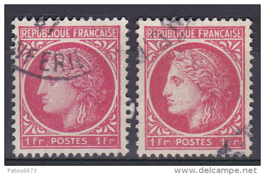 FRANCE 1945 Cérès De Mazelin YT 676 Variété Impression Dépouillée Obl TBE - 1945-47 Cérès De Mazelin