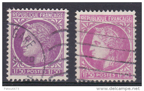 FRANCE 1945 Cérès De Mazelin YT 679 Variétés De Couleur Et Impression Dépouillée Obl TBE - 1945-47 Ceres (Mazelin)