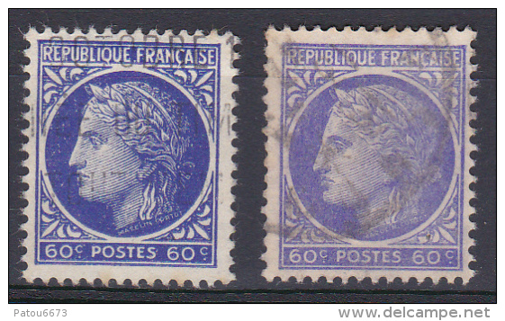 FRANCE 1945 Cérès De Mazelin YT 674 Variétés De Couleur Obl TBE - 1945-47 Cérès De Mazelin