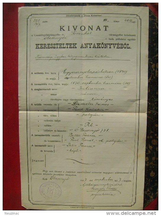 Dudestii Vechi-Obesenyo-Romania-Hungary-Bulgarija-Kivonat-Banat-Torontal-1917  (K-2) - Historische Dokumente