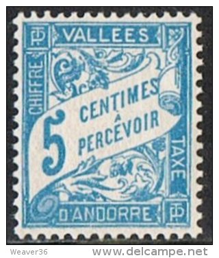 Andorra (French POs) SG FD97 1937 Postage Due 5c Mounted Mint - Ungebraucht