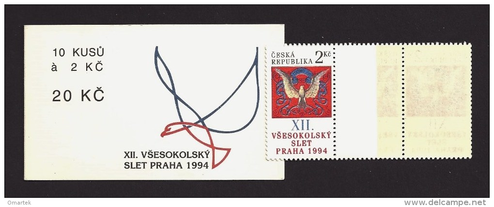 Czech Republic 1994 MNH ** Mi 47 Sc 2926 12th Sokol Congres In Prague. Plate Flaw DV10/2 Booklet. Tschechische Republik - Unused Stamps