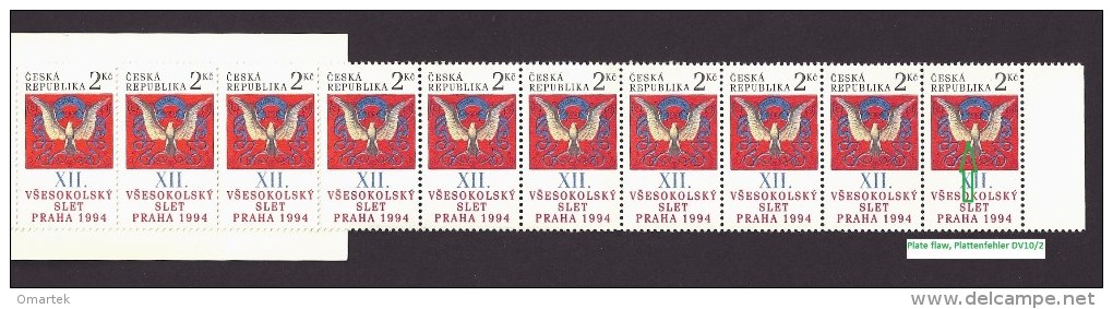 Czech Republic 1994 MNH ** Mi 47 Sc 2926 12th Sokol Congres In Prague. Plate Flaw DV10/2 Booklet. Tschechische Republik - Unused Stamps