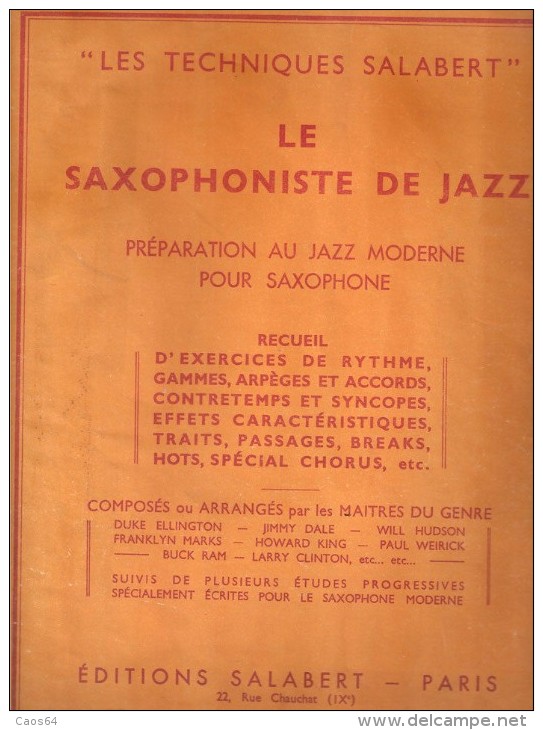 LES TECHNIQUES SALABERT LE SAXOPHONISTE DE JAZZ - Koorzang