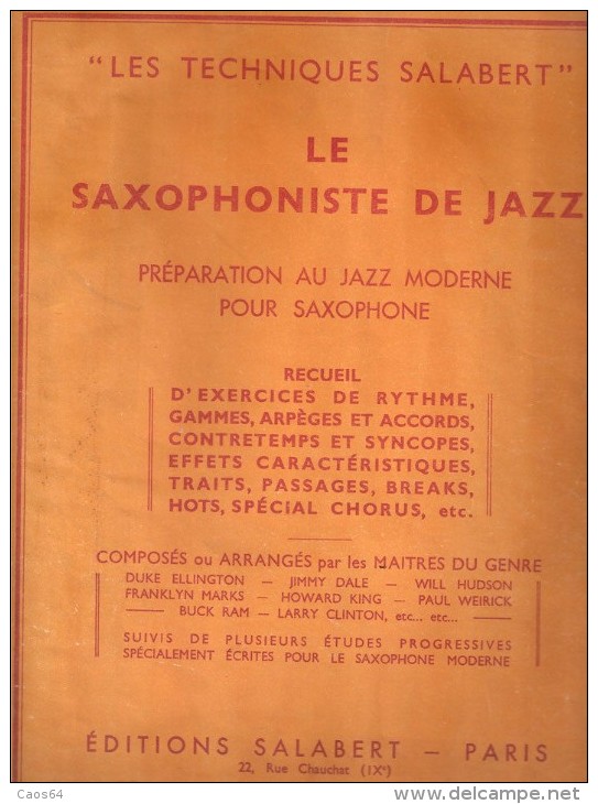 LES TECHNIQUES SALABERT LE SAXOPHONISTE DE JAZZ - Jazz