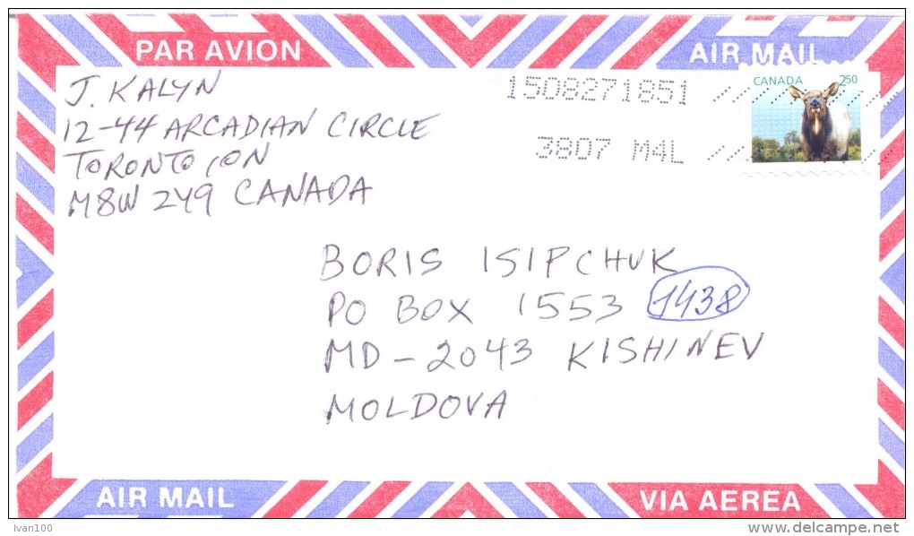 2015. Canada, The Letter By Air-mail Post To Moldova - Lettres & Documents