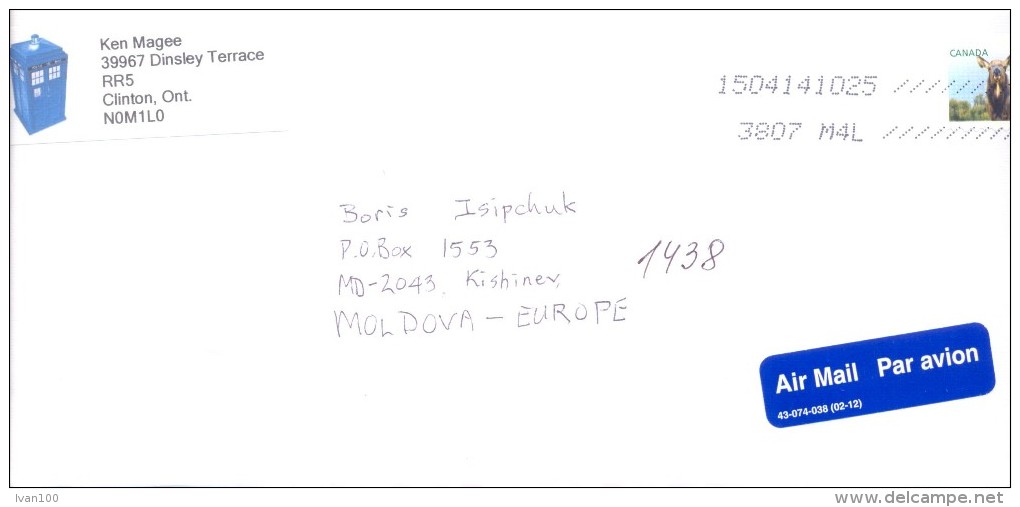 2015. Canada, The Letter By Air-mail Post To Moldova - Storia Postale