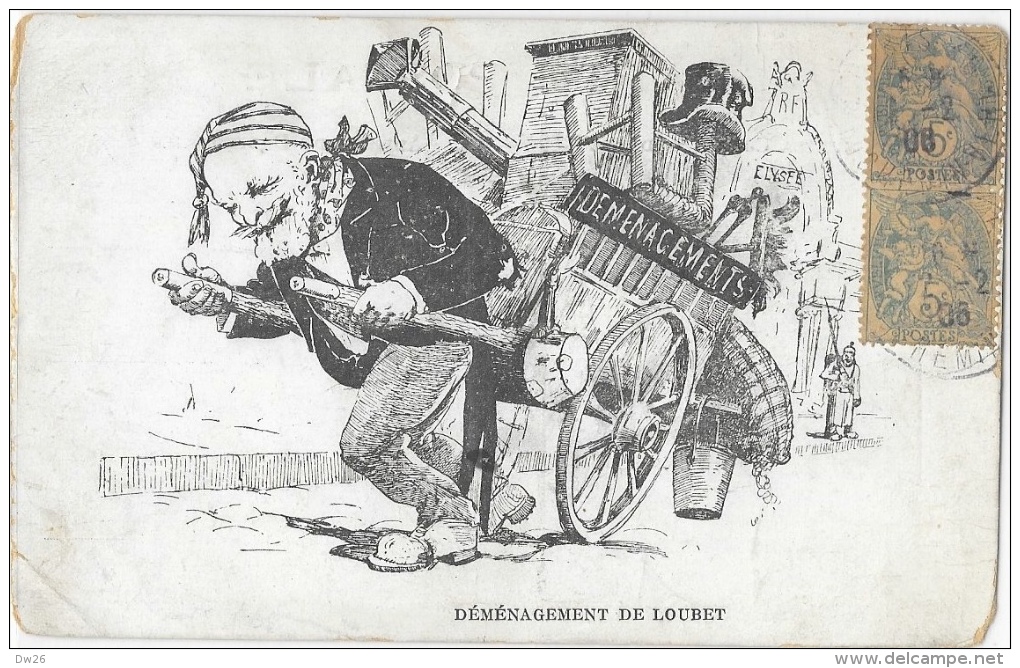 Déménagement De Loubet 1906 - Dessin Satirique: Le Départ De L'Elysée - Satirisch