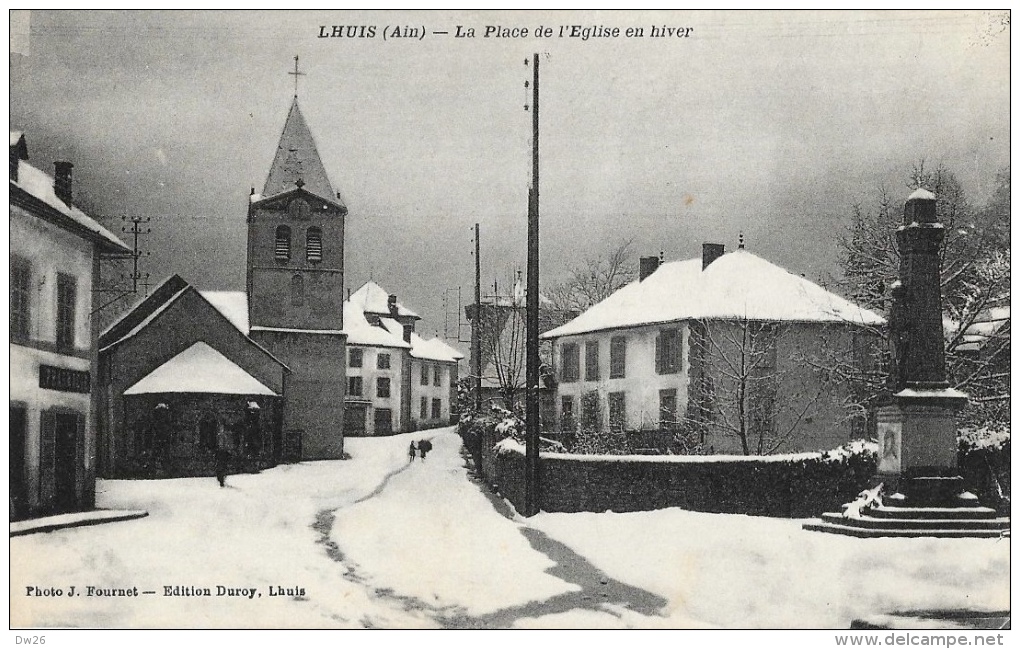 Lhuis (Ain) - La Place De L'Eglise En Hiver, Sous La Neige - Edition Duroy - Non Classés