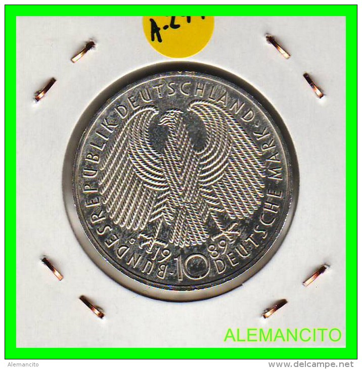 ALEMANIA  DBR.  MONEDA DE 10 DM CONMEMORATIVA  AÑO 1989- G - Conmemorativas