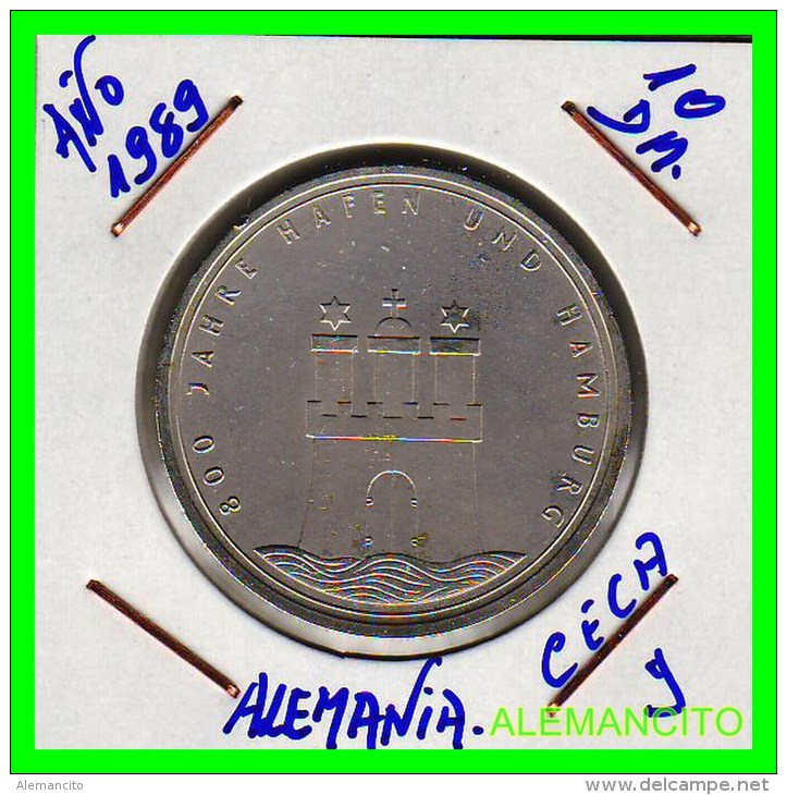 ALEMANIA  DBR.  MONEDA DE 10 DM CONMEMORATIVA  AÑO 1989- J - Conmemorativas