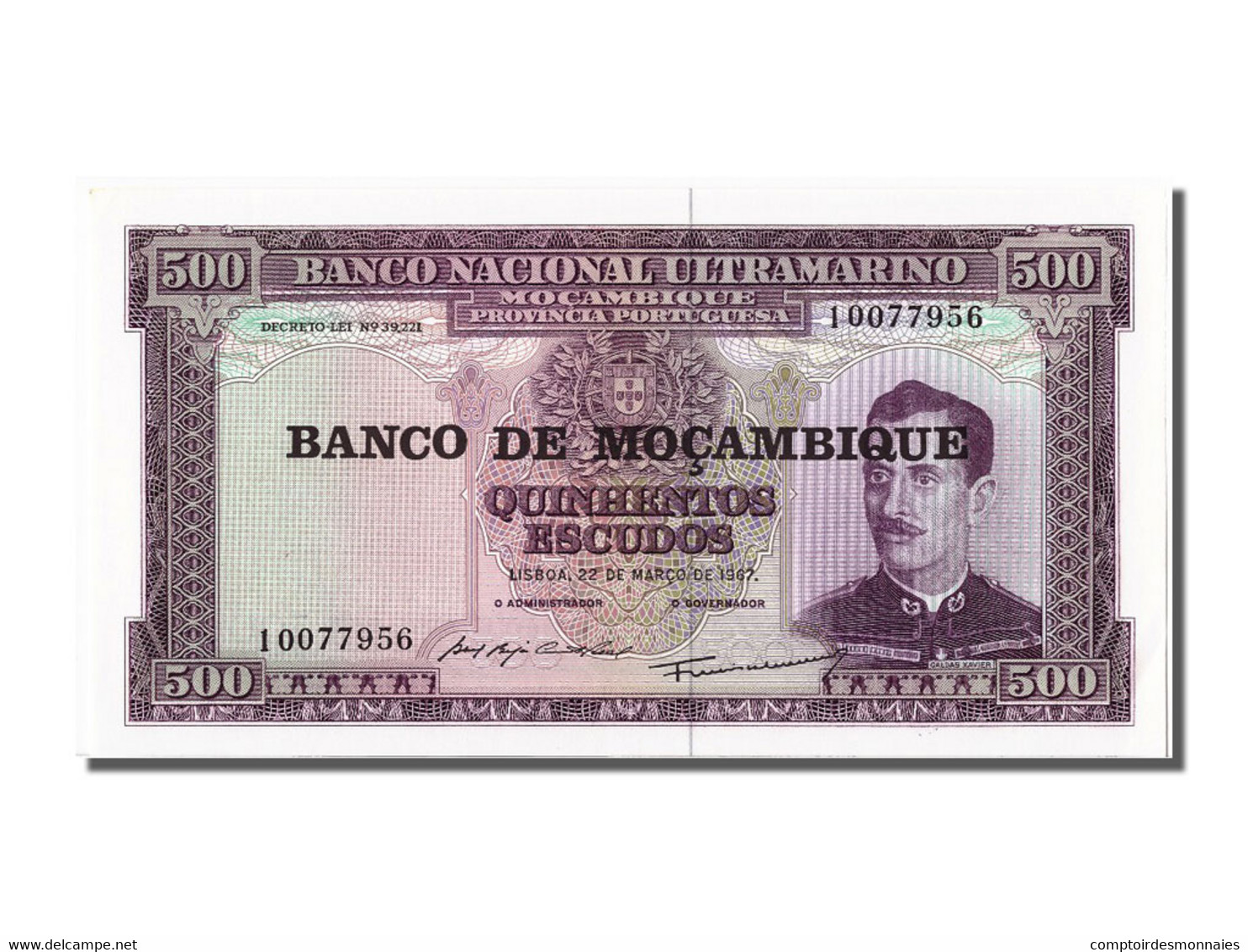 Billet, Mozambique, 500 Escudos, 1967-03-22, NEUF - Mozambique