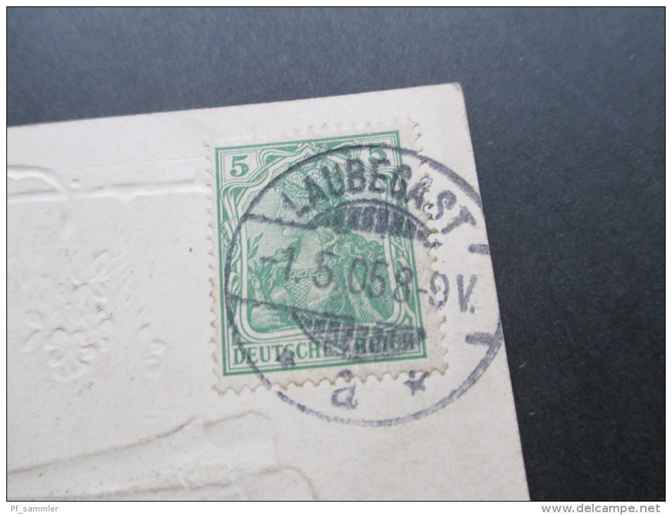 AK / Reliefkarte 1906 Liebende / Engel. Röslein Auf Der Haiden. Laubegast Nach Leuben - Engel