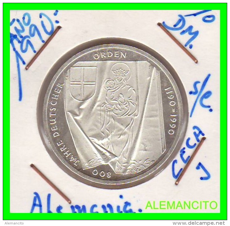 ALEMANIA  DBR.  MONEDA DE 10 DM CONMEMORATIVA  AÑO 1990- J  PROOF - Conmemorativas