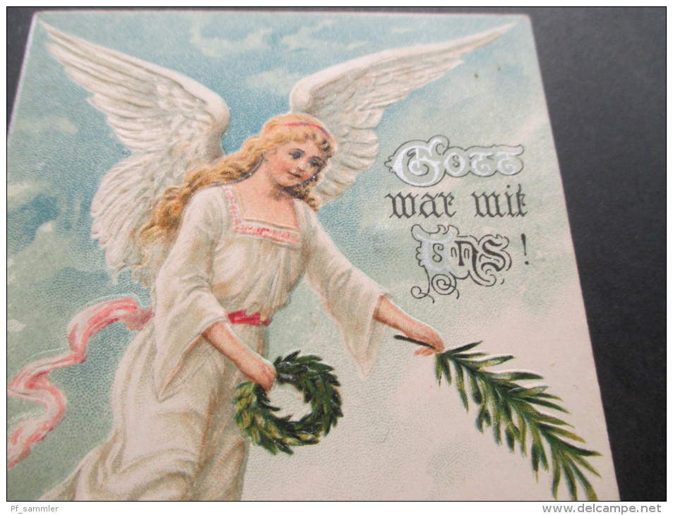 AK / Reliefkarte 1918 Feldpostkarte. Gott War Mit Uns / Engel. Soldaten - Angeli