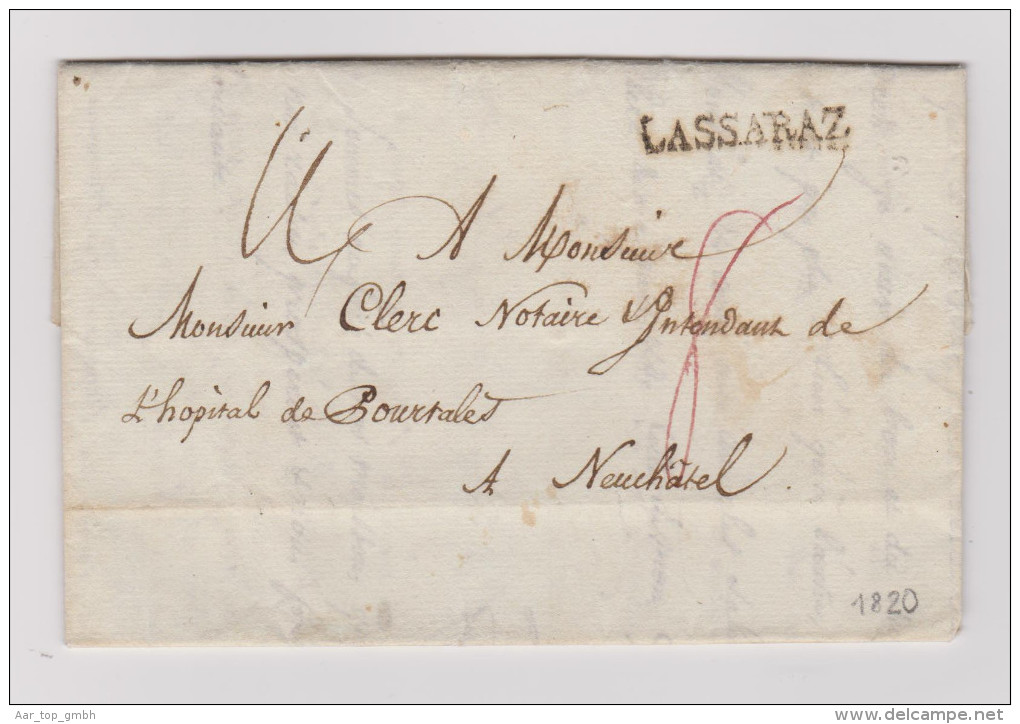 Heimat VD LASSARAZ (La Saraz) 1820-04-01 Brief Nach Neuchatel - ...-1845 Préphilatélie