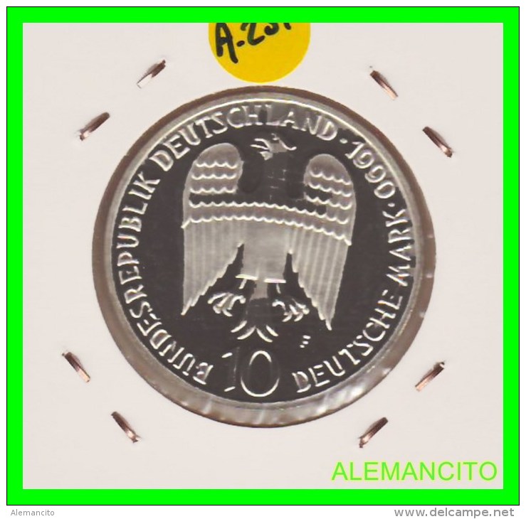 ALEMANIA  DBR.  MONEDA DE 10 DM CONMEMORATIVA  AÑO 1990- F  PROOF - Conmemorativas
