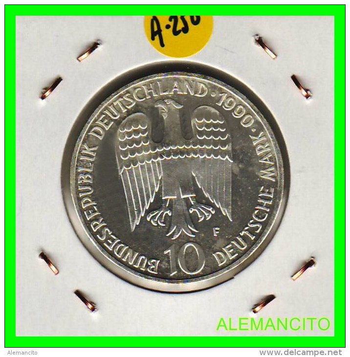 ALEMANIA  DBR.  MONEDA DE 10 DM CONMEMORATIVA  AÑO 1990- F - Conmemorativas