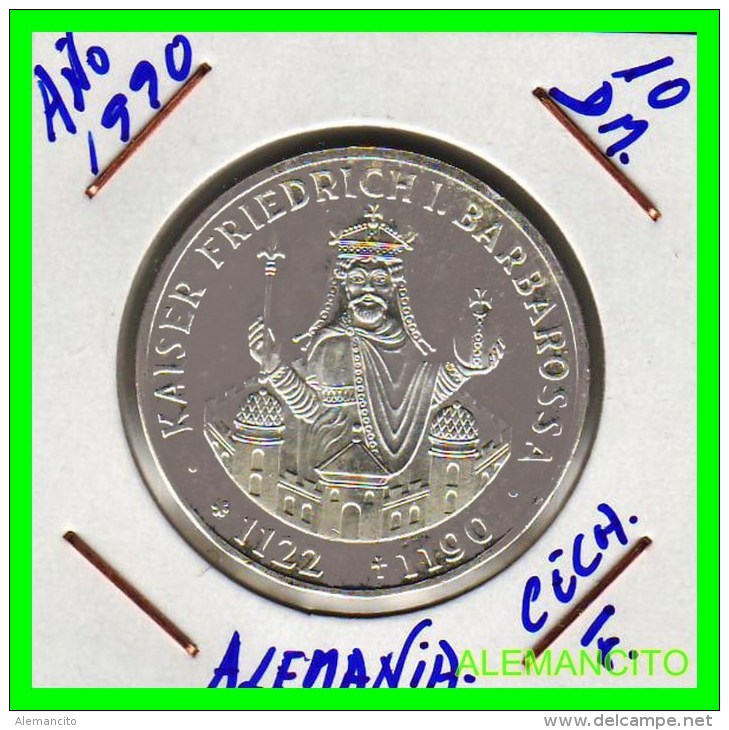 ALEMANIA  DBR.  MONEDA DE 10 DM CONMEMORATIVA  AÑO 1990- F - Conmemorativas